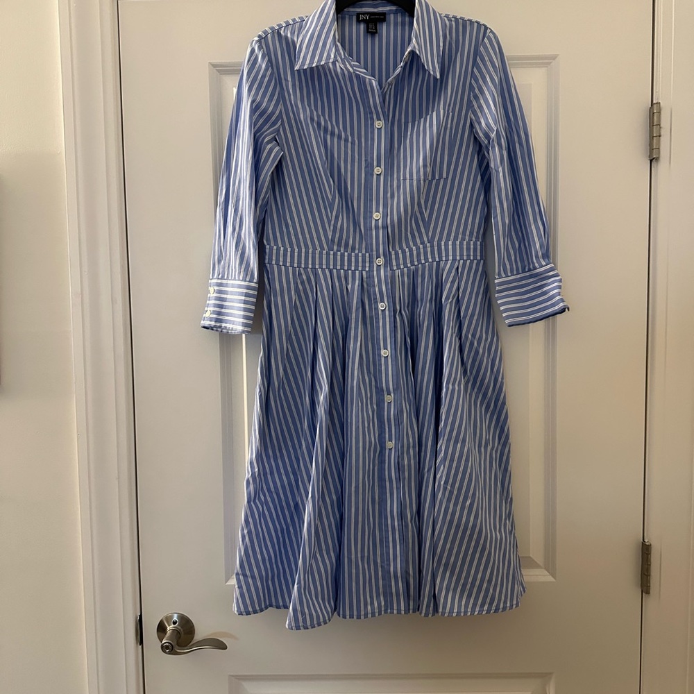 Jones New York | Light Blue and White Striped Dress | Size 8